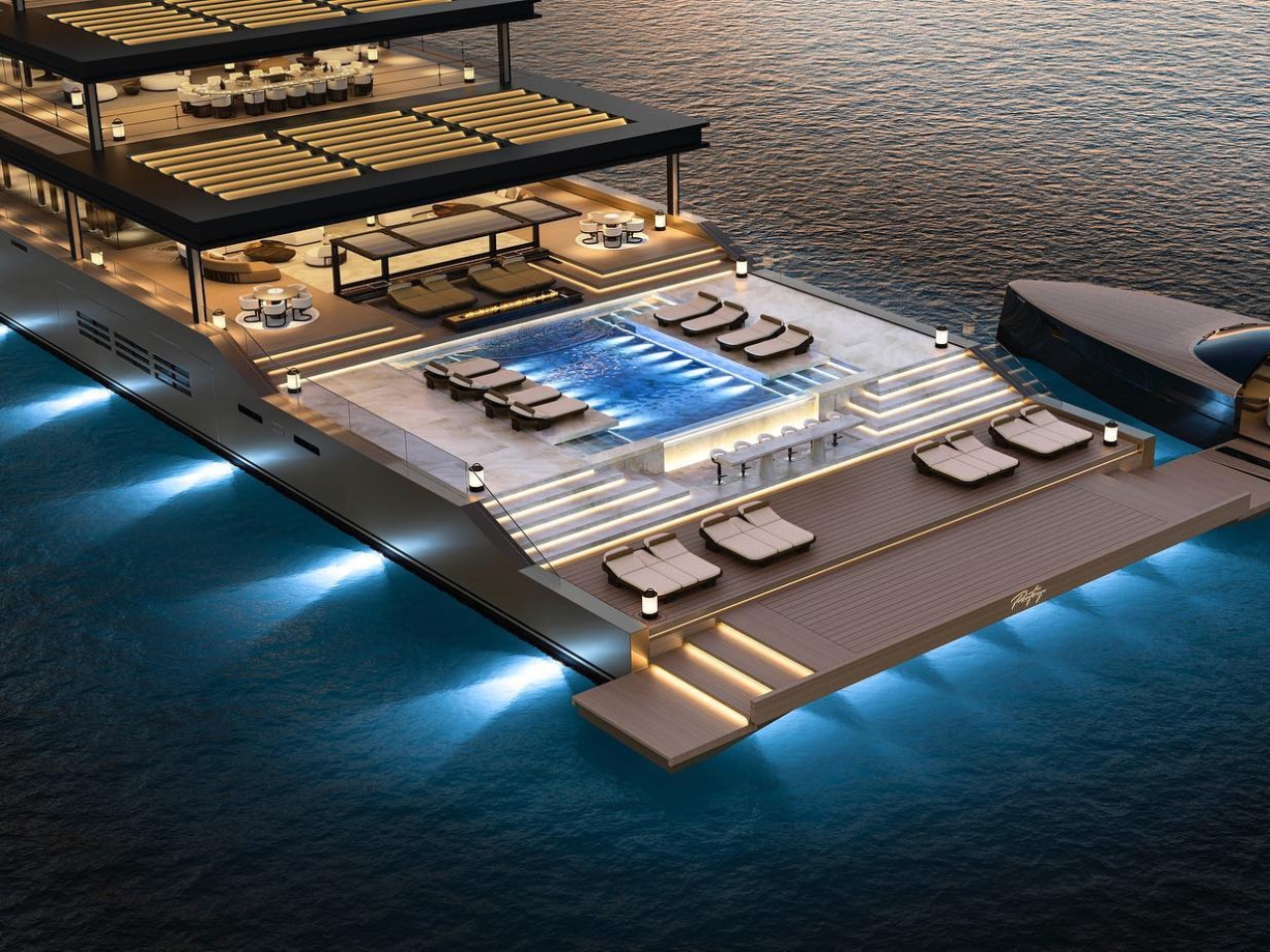 Luxury superyacht has an underwater observation lounge